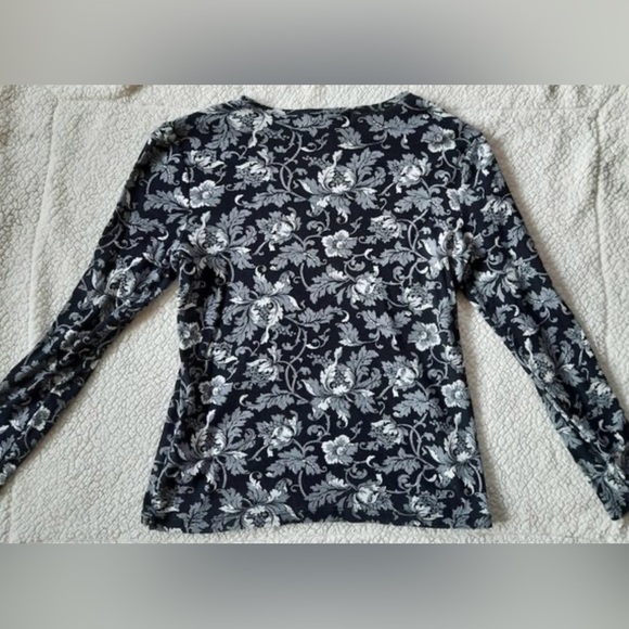 Ralph Lauren Floral Flower Black White Gray Cotton Knit Shirt 
Lg - Picture 2 of 5